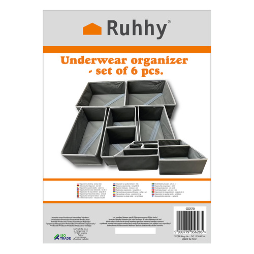 RUHHY Drawer Organizer for Underwear, Socks, and Accessories – Complete Set of 6 Containers (WNDR25764) - Image 8