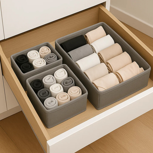 RUHHY Drawer Organizer for Underwear, Socks, and Accessories – Complete Set of 6 Containers (WNDR25764) - Image 9