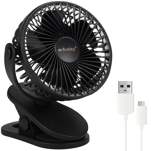 Wireless Clip Fan with USB-C Charging – 3-in-1 Desk & Portable Fan by RUHHY - Black (WNDR25567) - Image 10