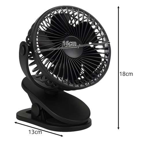 Wireless Clip Fan with USB-C Charging – 3-in-1 Desk & Portable Fan by RUHHY - Black (WNDR25567) - Image 11