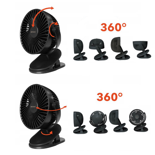 Wireless Clip Fan with USB-C Charging – 3-in-1 Desk & Portable Fan by RUHHY - Black (WNDR25567) - Image 3