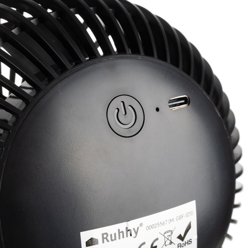Wireless Clip Fan with USB-C Charging – 3-in-1 Desk & Portable Fan by RUHHY - Black (WNDR25567) - Image 9