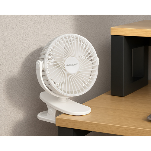Wireless Clip Fan with USB-C Charging – 3-in-1 White Desk & Portable Fan by RUHHY (WNDR25566) - Image 2