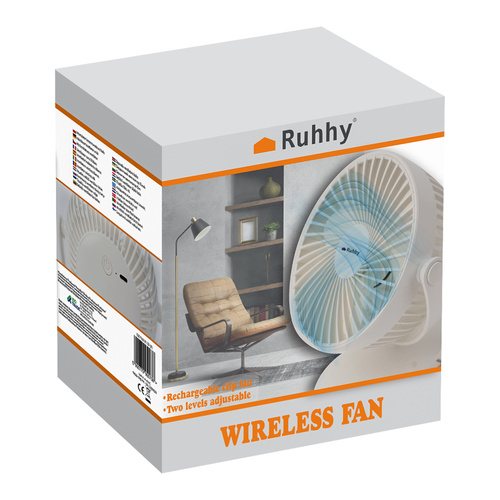Wireless Clip Fan with USB-C Charging – 3-in-1 White Desk & Portable Fan by RUHHY (WNDR25566) - Image 6