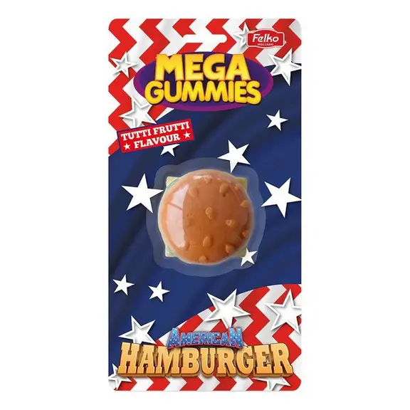 Mega Gummies American Hamburger – Tutti Frutti Flavored Gummy Candy
