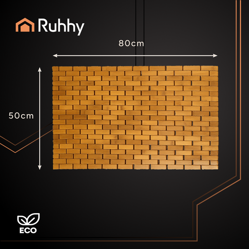 RUHHY Bamboo Bathroom Mat 80x50 cm | Waterproof, Anti-Slip Shower Rug (WNDR26048) - Image 9