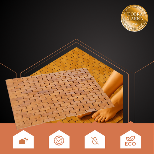 RUHHY Bamboo Bathroom Mat 80x50 cm | Waterproof, Anti-Slip Shower Rug (WNDR26048) - Image 10