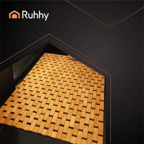 RUHHY Bamboo Bathroom Mat 80x50 cm | Waterproof, Anti-Slip Shower Rug (WNDR26048) - Image 8