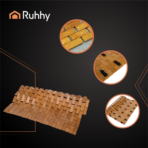 RUHHY Bamboo Bathroom Mat 80x50 cm | Waterproof, Anti-Slip Shower Rug (WNDR26048) - Image 11