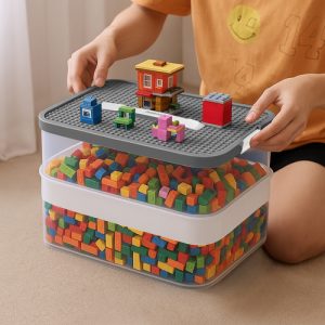 KRUZZEL 2-Level Modular Block Organizer – Safe and Practical Toy Storage (WNDR25756)