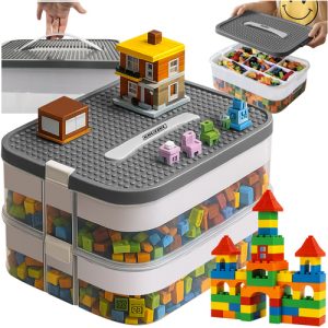 KRUZZEL 2-Level Modular Block Organizer – Safe and Practical Toy Storage (WNDR25756)