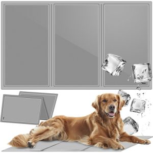 XL 90x50cm Cooling Gel Mat for Dogs & Cats – Foldable, Waterproof, Gray – by PURLOV (WNDR25531)