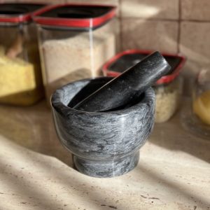 Marble Mortar and Pestle – Natural Stone Grinder for Herbs and Spices (WNDR24576)