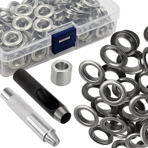 GARDLOV Eyelet Kit with Riveter, Hole Punch + 100 Eyelets (12/20mm) & Organizer Case (WNDR25811)