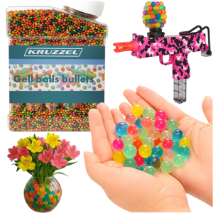 Kruzzel Gel Balls – 50,000 pcs | Water Gel Ammo for Toy Guns, Decorations, and More (WNDR25831)