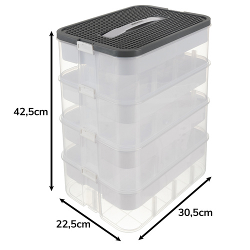 KRUZZEL 22L Block Organizer Box – 3-Storey Container with Compartments and Lid (WNDR25757) - Image 14