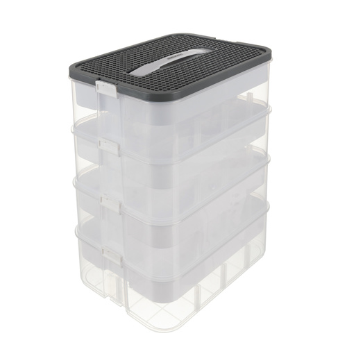 KRUZZEL 22L Block Organizer Box – 3-Storey Container with Compartments and Lid (WNDR25757) - Image 15
