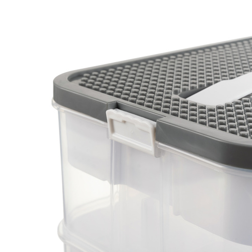 KRUZZEL 22L Block Organizer Box – 3-Storey Container with Compartments and Lid (WNDR25757) - Image 8