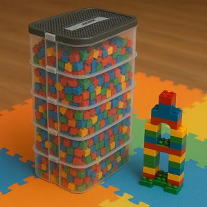 KRUZZEL 35L Block Organizer Box – 5-Storey Modular Container with Compartments and Dual Lids (WNDR25759)