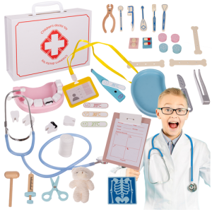 KRUZZEL XXL Little Doctor Set for Kids – First Aid Kit with Accessories, Educational Medical Role Play (WNDR25115)
