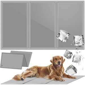 XXL 110x70cm Cooling Gel Mat for Dogs & Cats – Foldable, Waterproof, Gray – by PURLOV (WNDR25537)