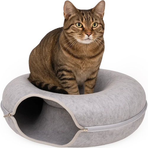 PURLOV Cat Bed – Anti-Stress Donut Tunnel for Cats and Ferrets (WNDR25810) - Image 5