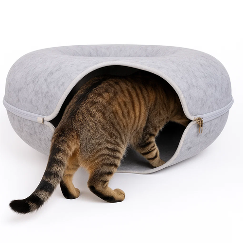 PURLOV Cat Bed – Anti-Stress Donut Tunnel for Cats and Ferrets (WNDR25810) - Image 3
