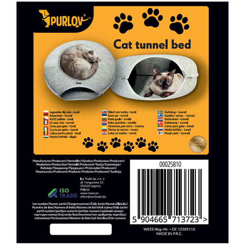 PURLOV Cat Bed – Anti-Stress Donut Tunnel for Cats and Ferrets (WNDR25810) - Image 10
