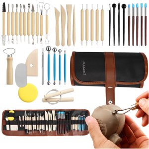 MAALEO XXL Clay Sculpting & Modeling Tool Set – 40 Pieces in a Roll-Up Case (WNDR26135)