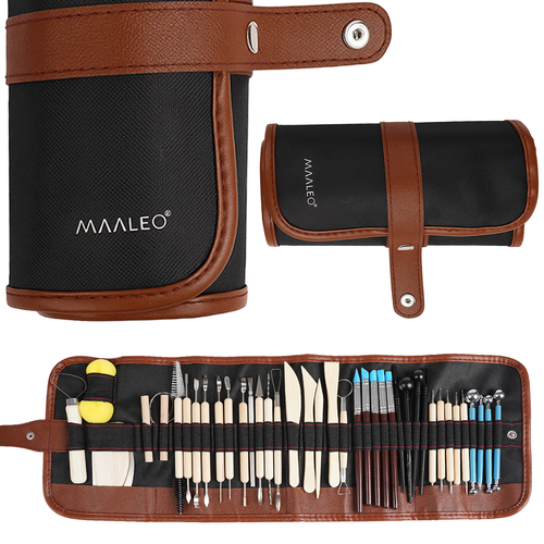 MAALEO XXL Clay Sculpting & Modeling Tool Set – 40 Pieces in a Roll-Up Case (WNDR26135) - Image 6