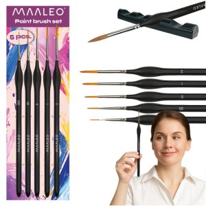 MAALEO Artistic Painting Brushes – Set of 5 with Stand - Precision & Comfort in Every Stroke (WNDR26119)