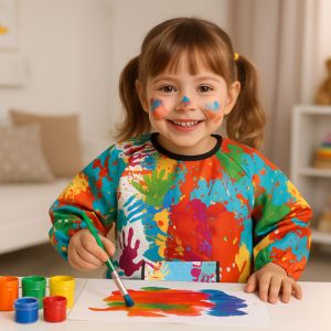 KRUZZEL Waterproof Children's Apron – For Painting, Cooking & Creative Fun (Ages 4–6) (WNDR26122)