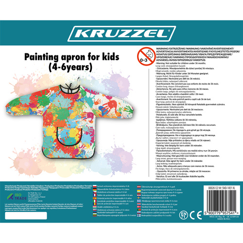 KRUZZEL Waterproof Children's Apron – For Painting, Cooking & Creative Fun (Ages 4–6) (WNDR26122) - Image 12