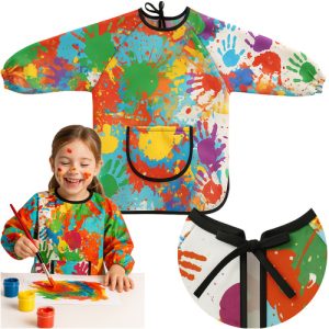 KRUZZEL Waterproof Children's Apron – For Painting, Cooking & Creative Fun (Ages 4–6) (WNDR26122)
