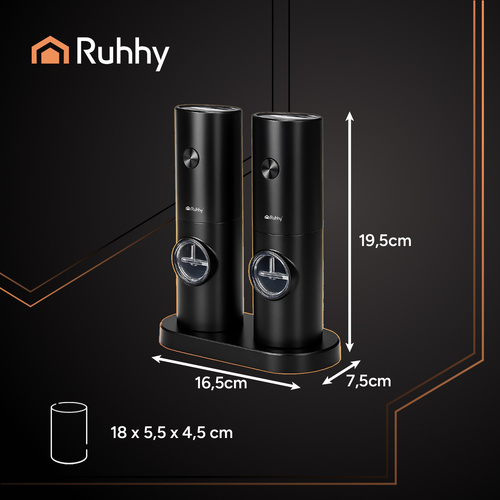 RUHHY Electric Pepper and Salt Mill Set (2 pcs) – Style, Precision, and Full Flavor (WNDR25558) - Image 4