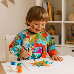KRUZZEL Children's Waterproof Apron – For Painting, Cooking & Creative Fun (Ages 1–3) (WNDR26121)