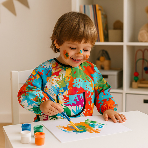 KRUZZEL Children's Waterproof Apron – For Painting, Cooking & Creative Fun (Ages 1–3) (WNDR26121) - Image 2