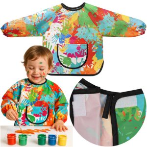 KRUZZEL Children's Waterproof Apron – For Painting, Cooking & Creative Fun (Ages 1–3) (WNDR26121)