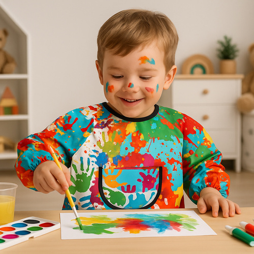 KRUZZEL Children's Waterproof Apron – For Painting, Cooking & Creative Fun (Ages 1–3) (WNDR26121) - Image 3