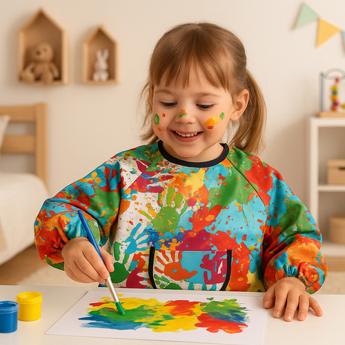 KRUZZEL Children's Waterproof Apron – For Painting, Cooking & Creative Fun (Ages 1–3) (WNDR26121) - Image 4