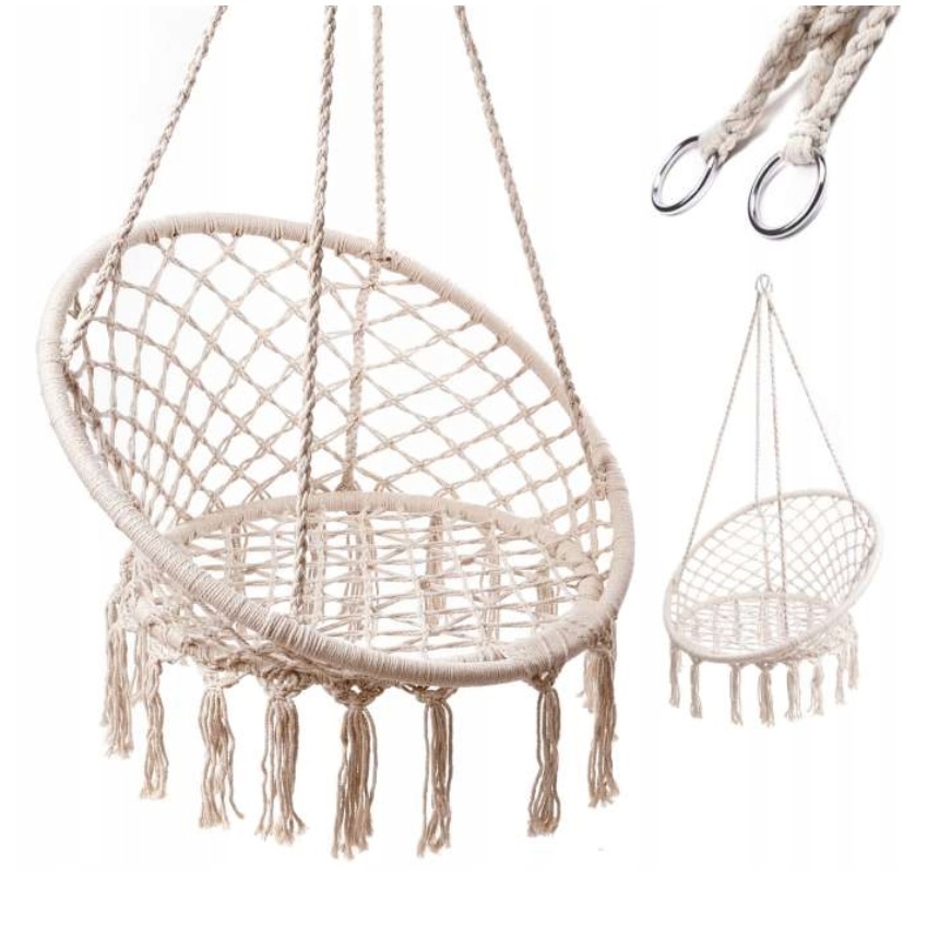Malatec Hammock Chair with Cushion & 2m Hanging Rope 🪢 - Indoor & Outdoor Nest Swing (WNDR5906) - Image 2