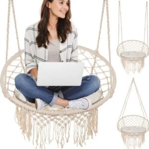 Malatec Hammock Chair with Cushion & 2m Hanging Rope 🪢 - Indoor & Outdoor Nest Swing (WNDR5906)