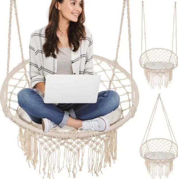Malatec Hammock Chair with Cushion & 2m Hanging Rope 🪢 - Indoor & Outdoor Nest Swing (WNDR5906)