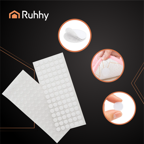 RUHHY Round Velcro Set – 18 mm Self-Adhesive Hook & Loop Fasteners - 500 pcs, White (WNDR25884) - Image 4