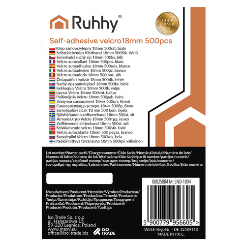 RUHHY Round Velcro Set – 18 mm Self-Adhesive Hook & Loop Fasteners - 500 pcs, White (WNDR25884) - Image 9