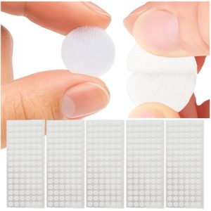 RUHHY Round Velcro Set – 18 mm Self-Adhesive Hook & Loop Fasteners - 500 pcs, White (WNDR25884)