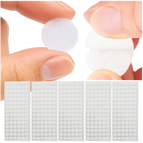 RUHHY Round Velcro Set – 18 mm Self-Adhesive Hook & Loop Fasteners - 500 pcs, White (WNDR25884)