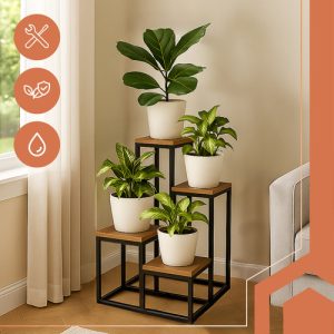 RUHHY 4-Tier Loft Standing Flower Stand – Elegance & Functionality in Vertical Design (WNDR25997)