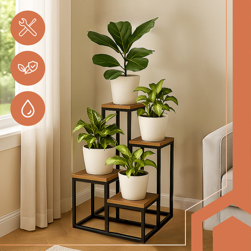 RUHHY 4-Tier Loft Standing Flower Stand – Elegance & Functionality in Vertical Design (WNDR25997) - Image 2