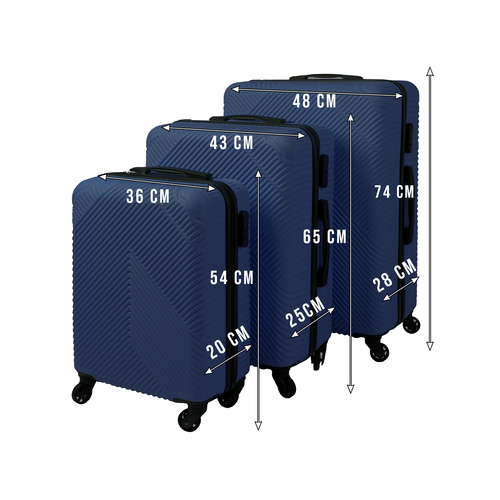 TRIZAND 3-Piece Travel Suitcase Set – Large, Medium & Small – Navy Blue (WNDR26664) - Image 6